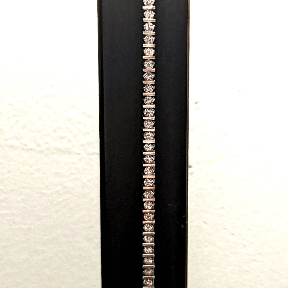 7" Sterling Silver Simulated Diamond Tennis Bracelet